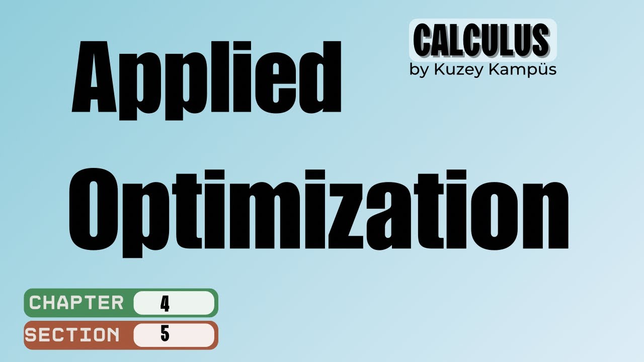 📗 Calculus Konu Anlatımı | Bölüm 4.5 Applied Optimization | Ders 1 – Maksimum ve Minimum Problemleri