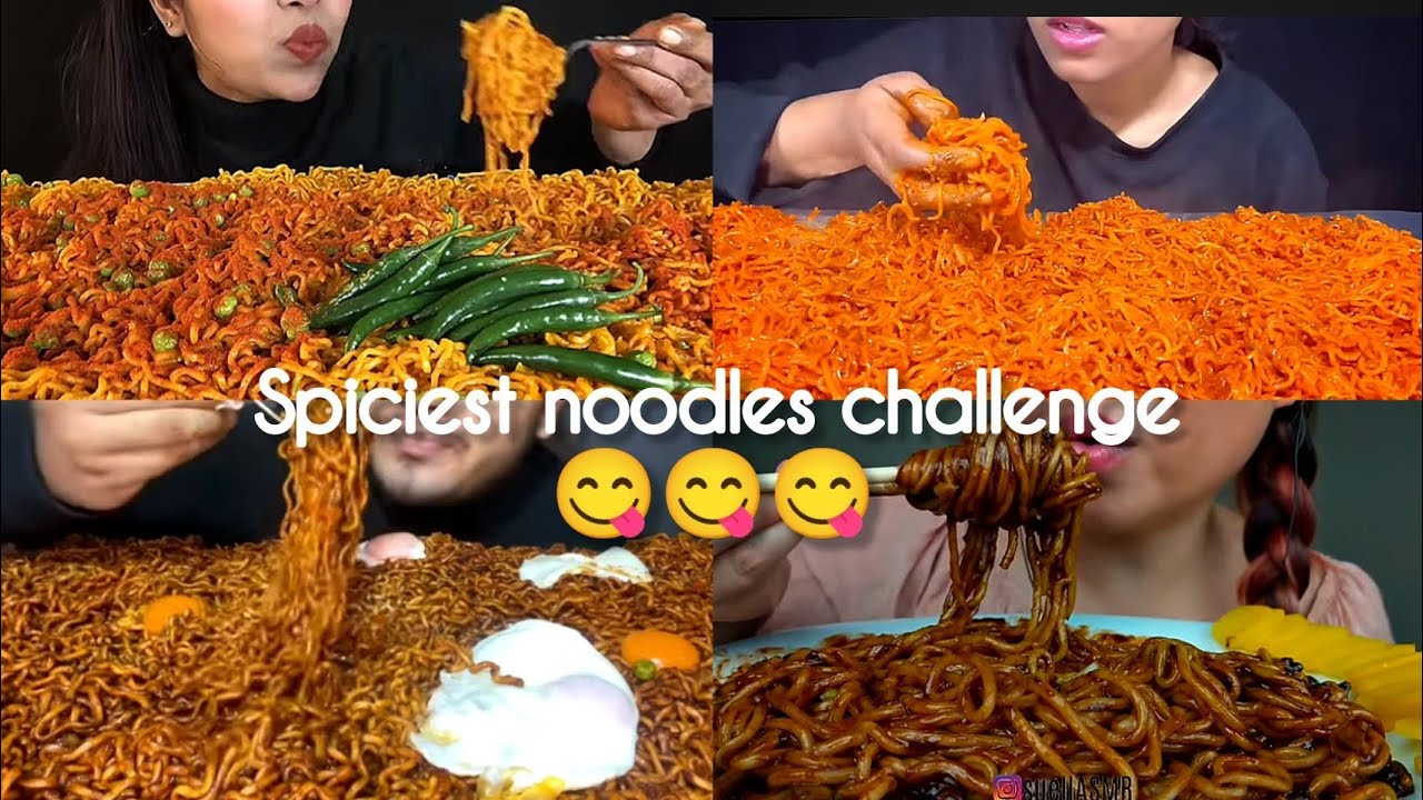 Spiciest 🥵noodles eating challenge eating sound mukbang compilation #noodlesrecipe #noodleasmr 