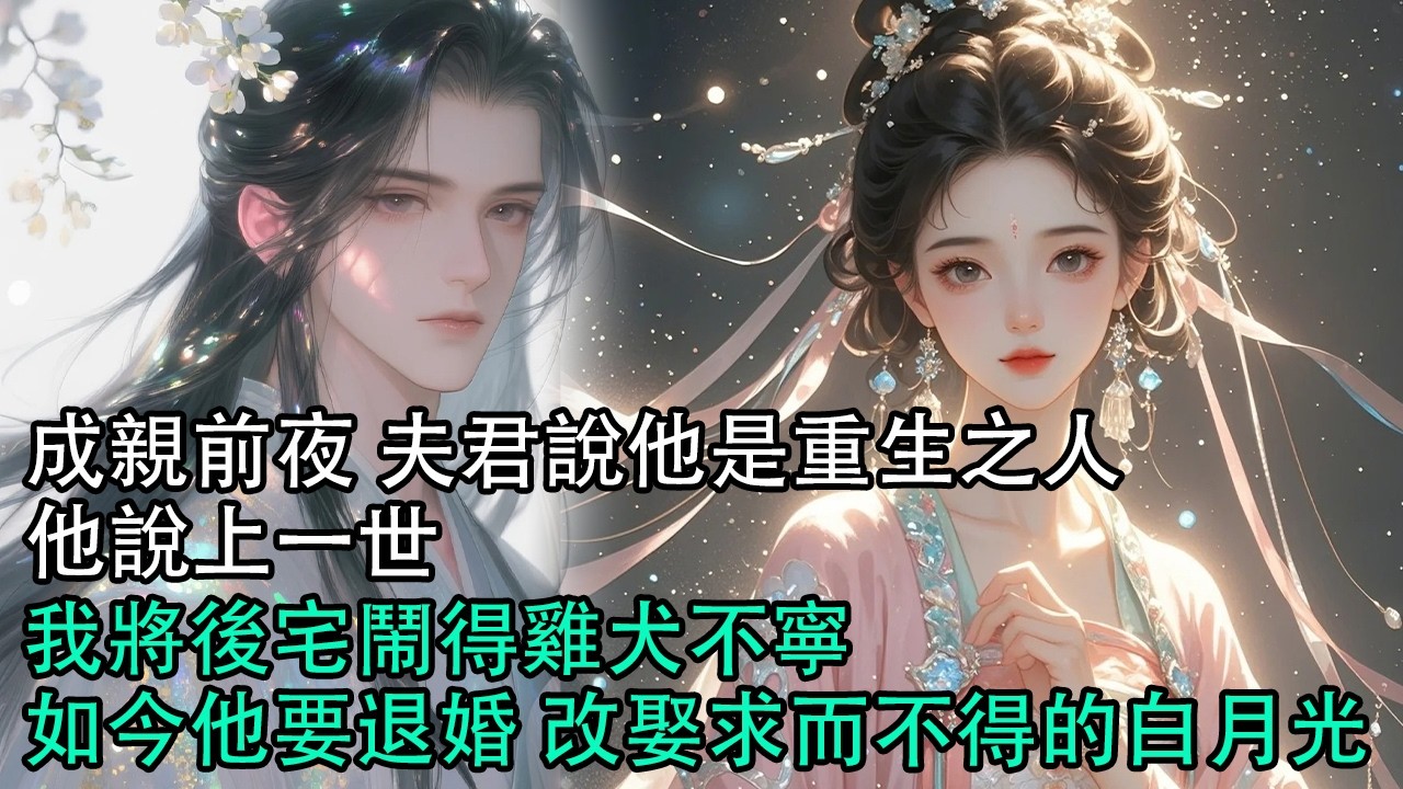 【一口氣看完】成親前夜 夫君說他是重生之人，他說上一世，我將後宅鬧得雞犬不寧，如今他要退婚 改娶求而不得的白月光#古言 #有聲小說 #情感故事