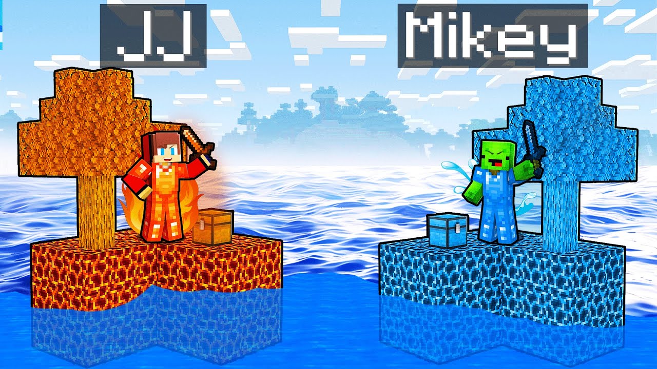 Mikey WATER vs JJ LAVA Elemental Block Battle in Minecraft - Maizen