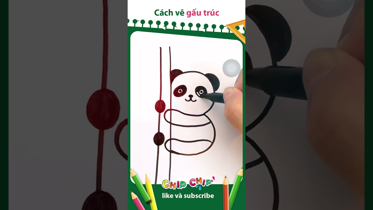 Hướng Dẫn Vẽ Gấu Tr&uacute;c Đơn Giản trong 5 ph&uacute;t 🐼 How to Draw a Cute Panda