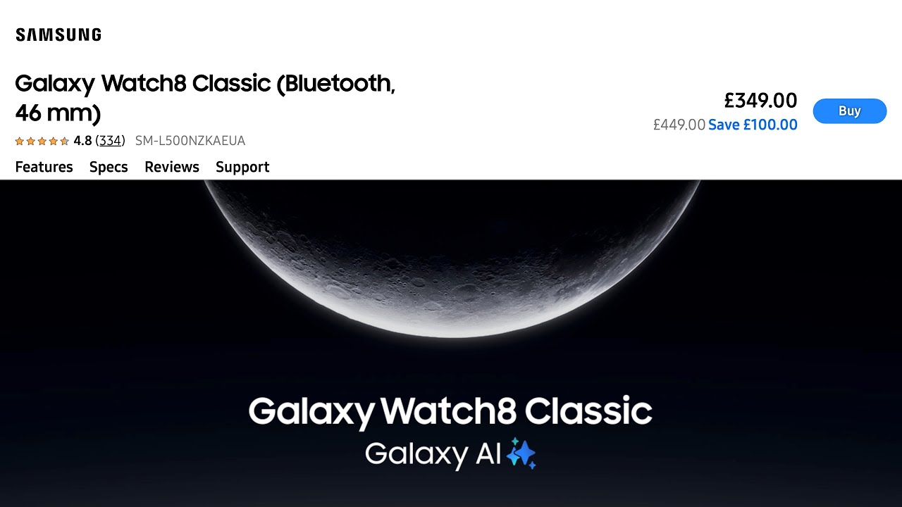 Galaxy Watch 8 Classic Bluetooth 46mm | Specs | Samsung UK · Samsung.com · 2026