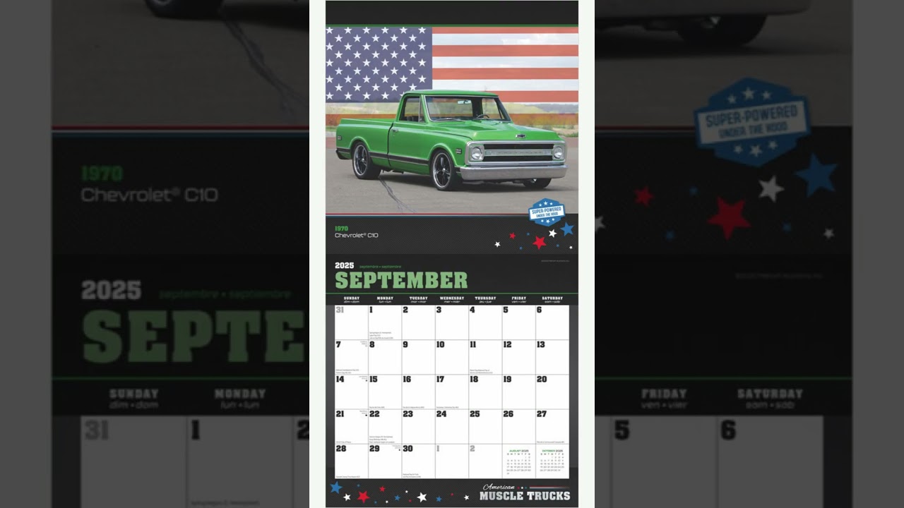 American Muscle Trucks OFFICIAL | 2025 Square Wall Calendar | Foil Stamped Cover | Plastic-Free
