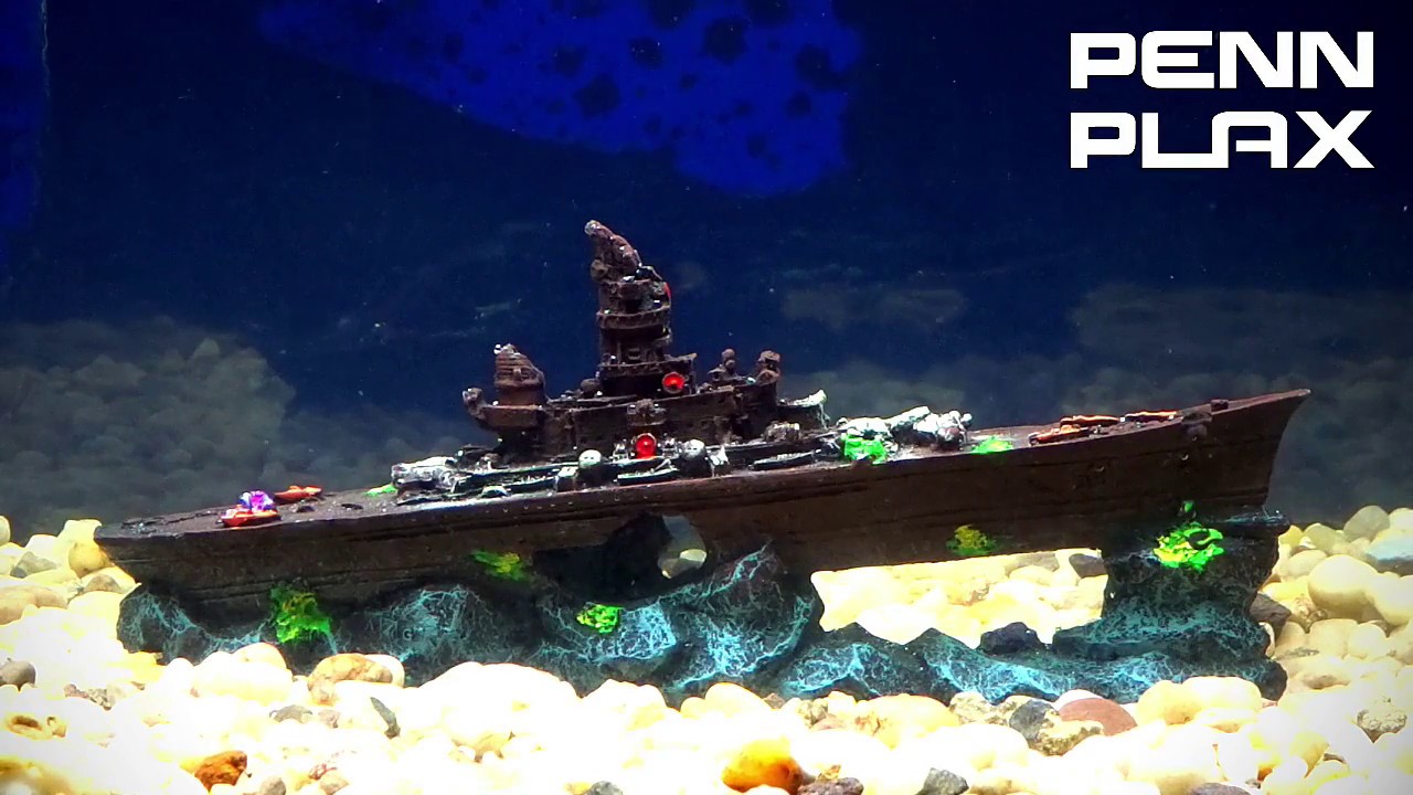 Penn Plax Sunken Battleship Aquarium Decoration RR932