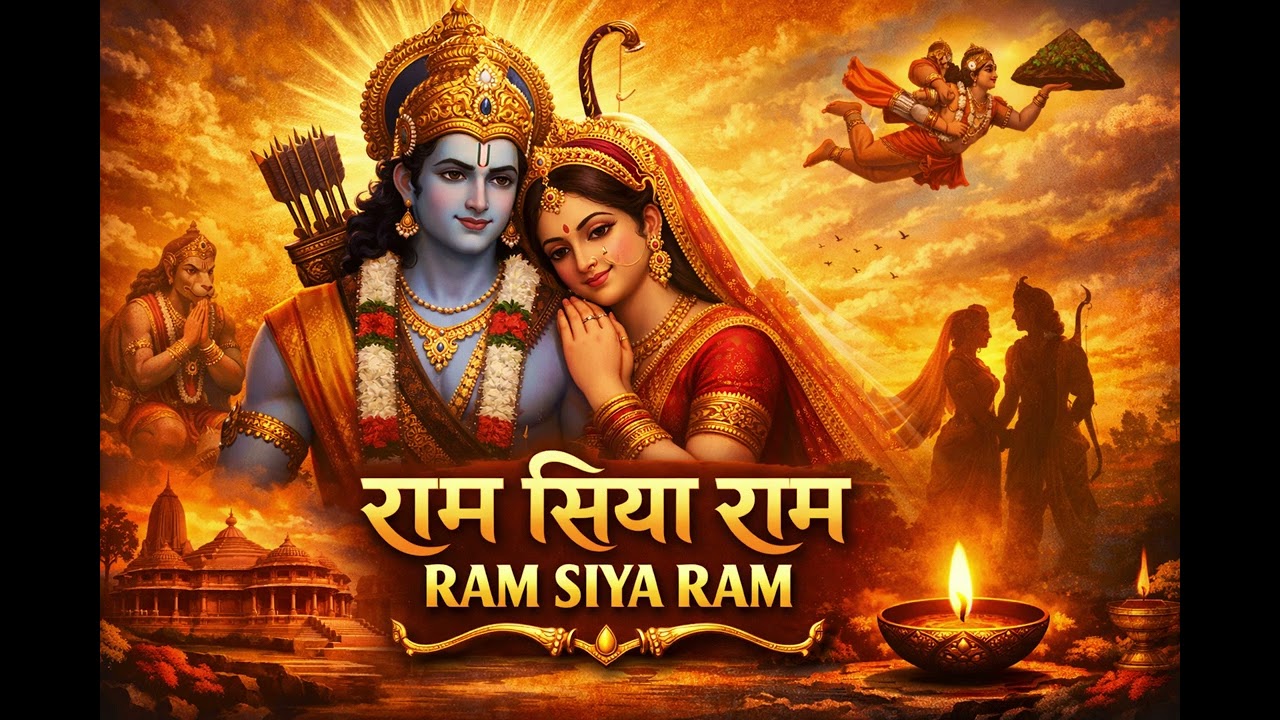 Ram Siya Ram | Peaceful Morning Ram Bhajan🌸|4k cinematic Thumbnail |;|