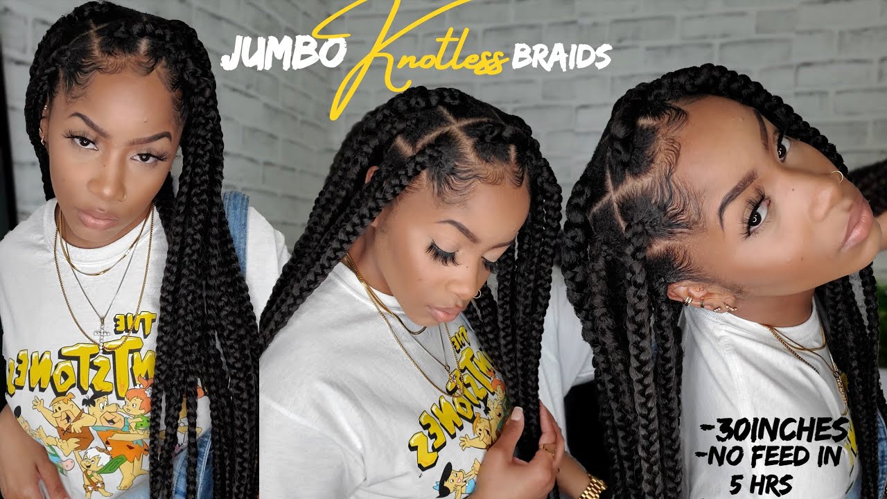 Jumbo Knotless Braids (No Feed in) | Beginner Friendly : Crochet Method | SharronReneé