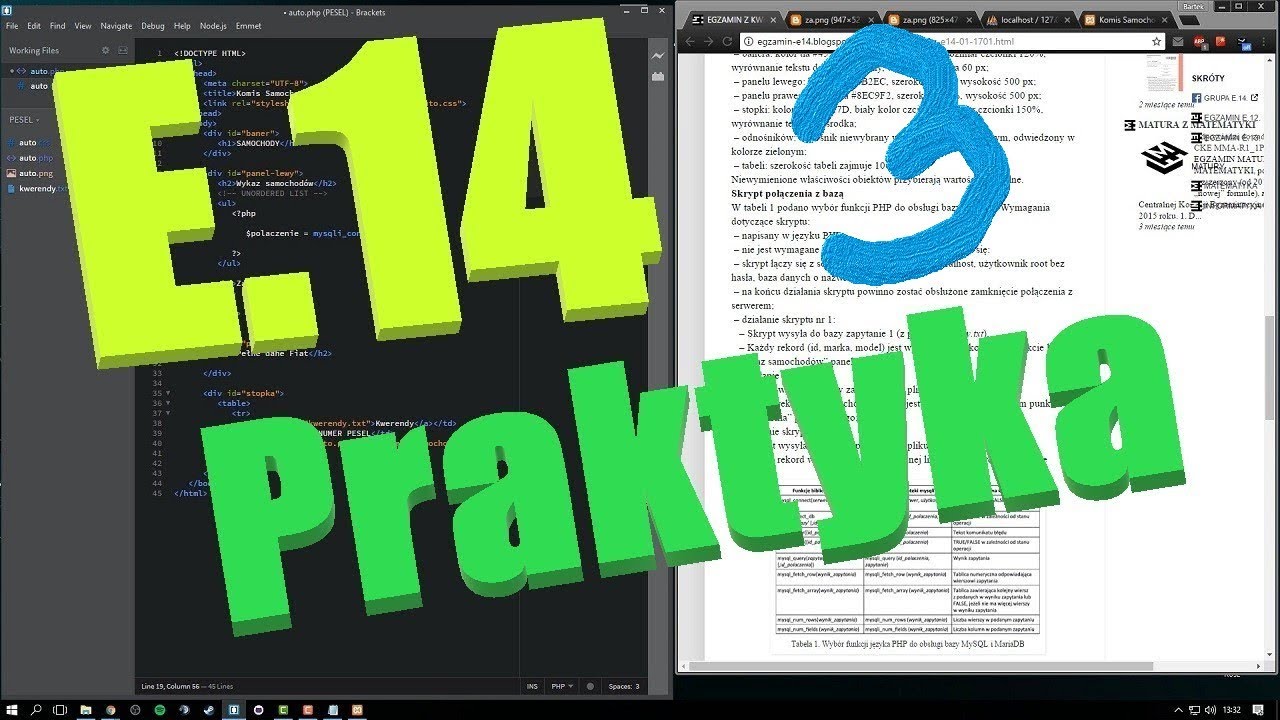 E.14 - Rozwiązanie arkusza 01.2017 (Formularz, PHP, MySQL)