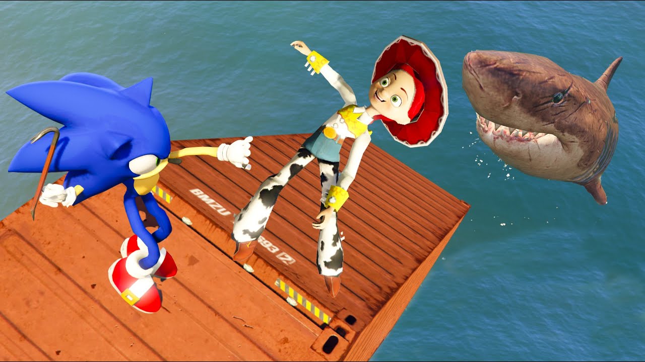 GTA 5 Sonic vs Jessie Toy Story Water Ragdolls Fails Ep.43 [Euphoria Physics / Flooded Los Santos]