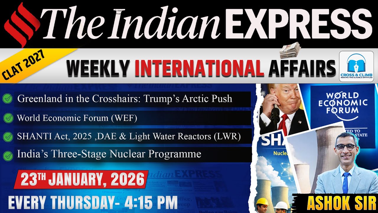 CLAT 2027 Current Affairs | Greenland Controversy, WEF Davos 2026 & SHANTI Act Explained