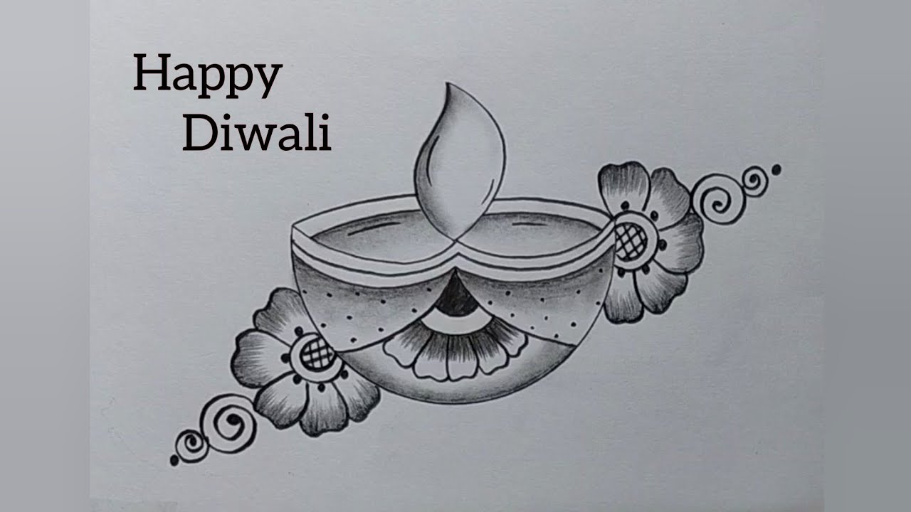 How to draw a Designer Diya | Diwali Diya drawing| Diwali drawing with Pencil| Happy Diwali drawing