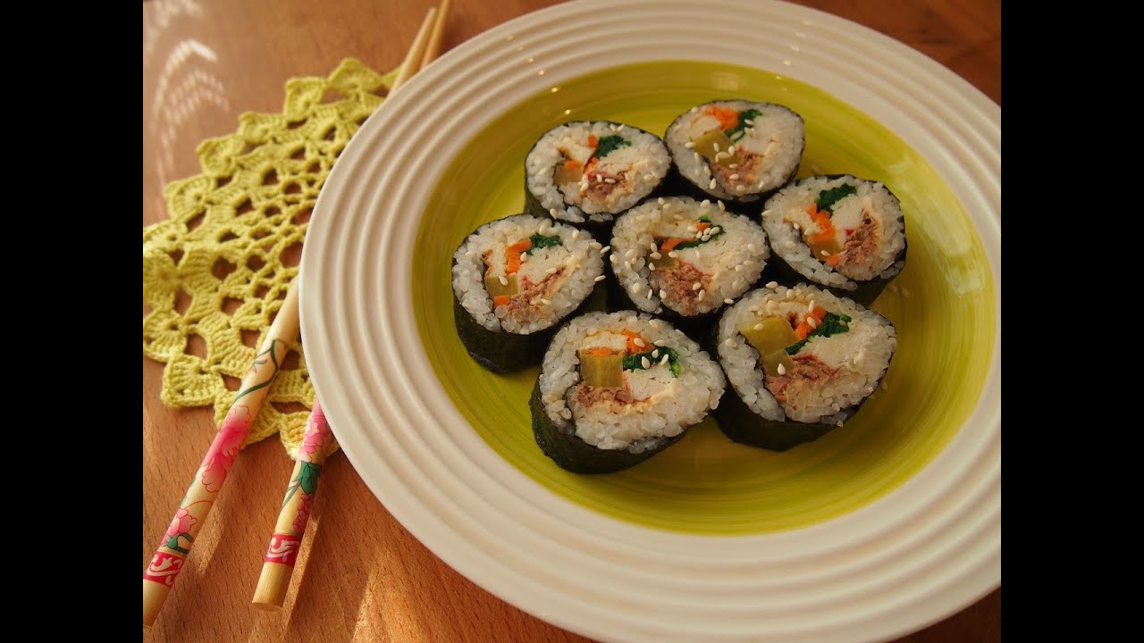 Традиционная корейская кухня: Чамчи кимбап (참치 김밥) или кимбап с тунцом. 3 вариант