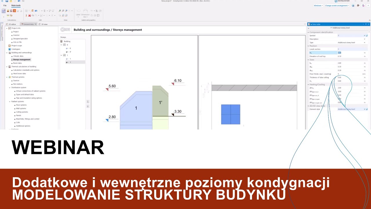 InstalSystem 5 - dodatkowe i wewnętrzne poziomy kondygnacji. MODELOWANIE  STRUKTURY BUDYNKU
