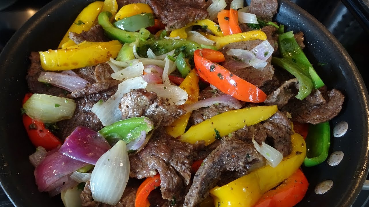 Bistec de Res con Pimientos y Cebolla, facil y delicioso.  #bistecderes #fajitas  #recetadecarne
