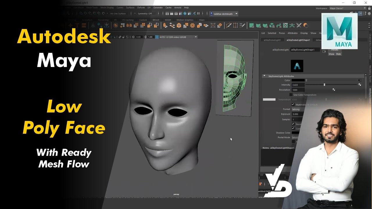 Autodesk maya | Low Poly Face With Ready Mesh Flow