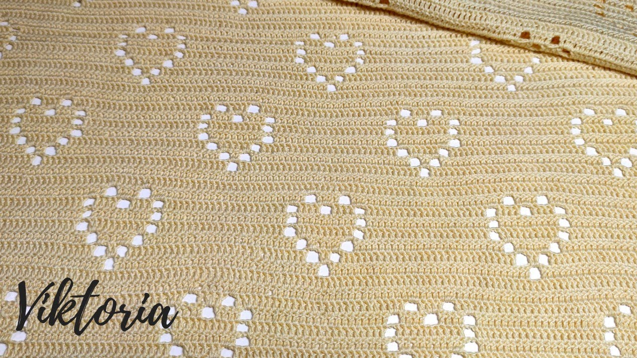 Tutorial Uncinetto : Copertina Rete a Filet -  decorazione Cuore all'uncinetto