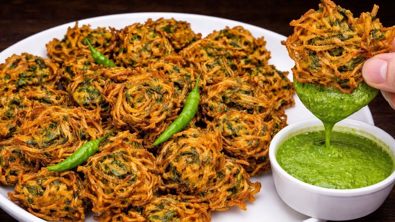 Crispy Palak Lachha Pakora Recipe| Palak Pakora Recipe 
