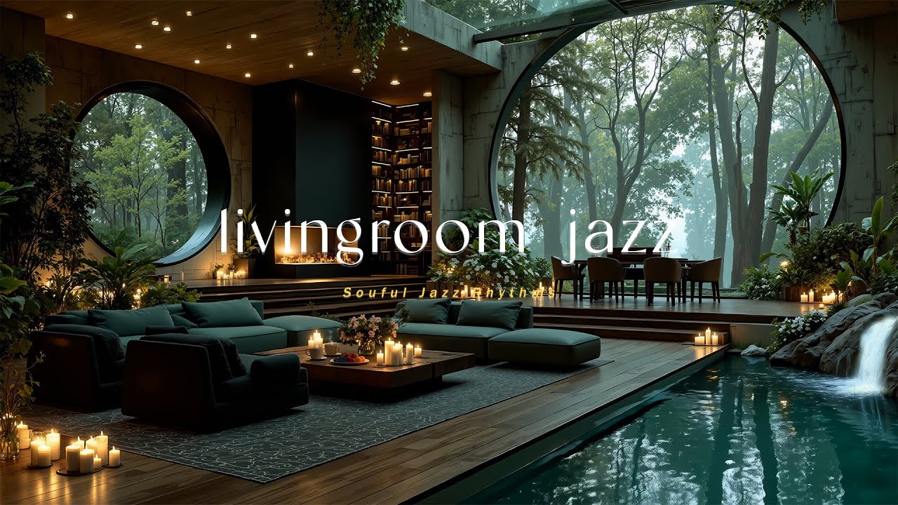 Cozy Jazz In Forest Living Room Ambience | Relaxing Jazz Music & Nature Therapy for Study, Work