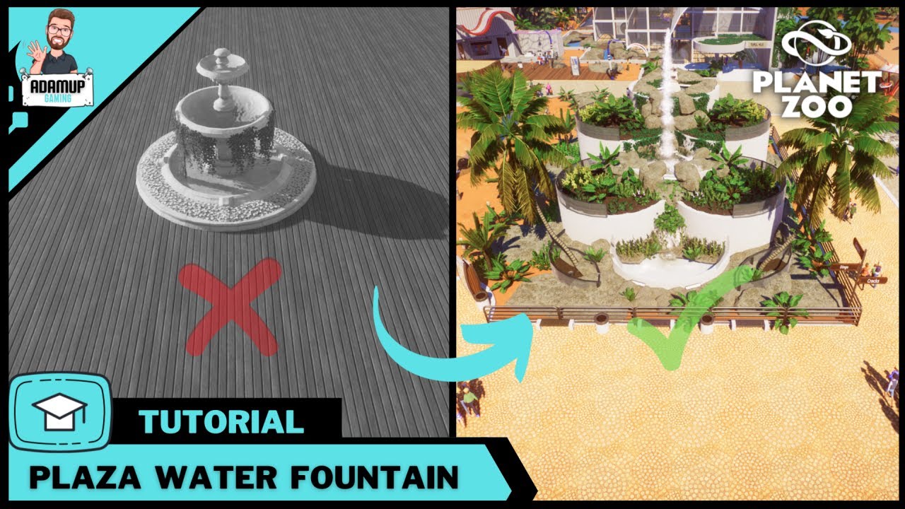 Planet Zoo: Water Fountain Tutorial - Step By Step Beginners Guide To Create A Water Centre Piece