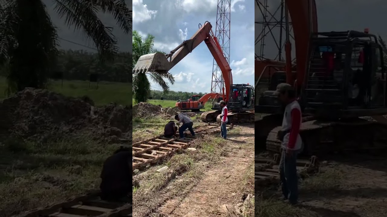 Repair ponton dan Track line AMPHIBIOUS excavator 