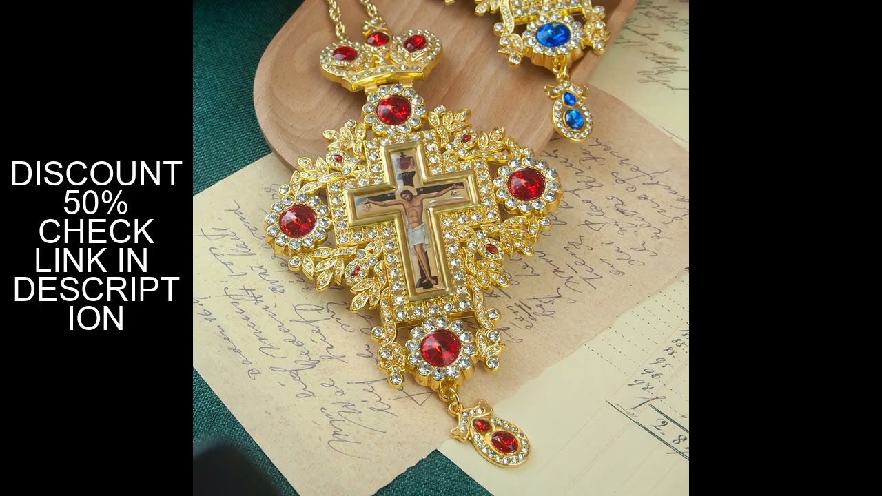 Greek Orthodox Church Bishop's Pectoral Cross Necklace for Priest Ordination, Religious Hollowing Pr