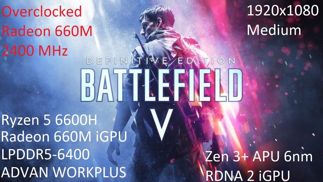 Advan Workplus | Battlefield V | Overclocked Radeon 660M | Ryzen 5 6600H | LPDDR5-6400