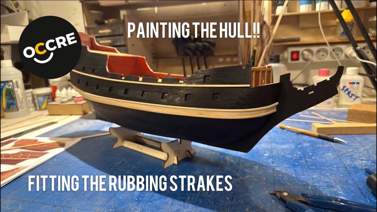 Building the Wicked Wench (Black swan) #part6 black hull and bulwarks supports. #occremania