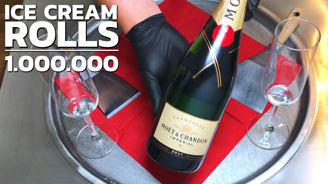 Ice Cream Rolls with Champagne | MOET Champaign rolled Ice Cream (1 Million Subscriber Special)