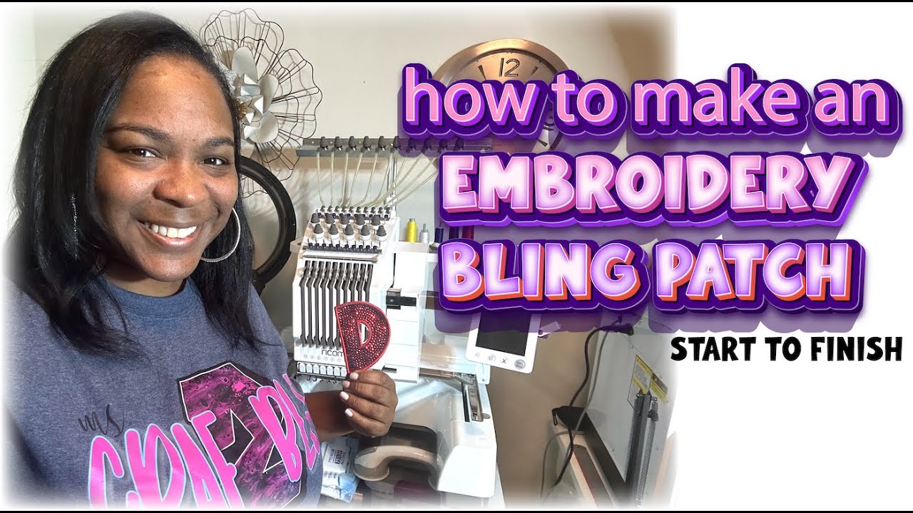 HOW TO DESIGN AN EMBROIDERY BLING APPLIQUE PATCH | RICOMA EM1010 | SILHOUETTE STUDIO | CHROMA