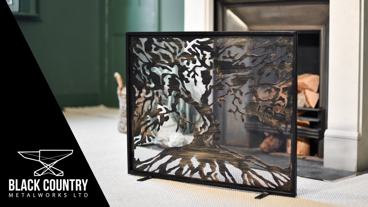 Rustic Tree Design Single Pane Fire Guard