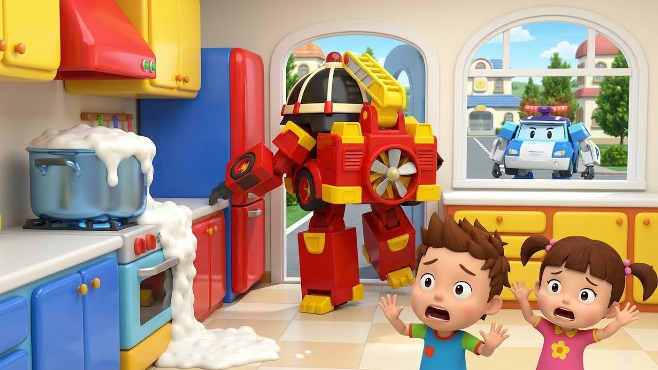 Kitchen Safety: The Milk Foam Rain │ Best Safety Series 🚔 | Robocar Poli | Kids Cartoons