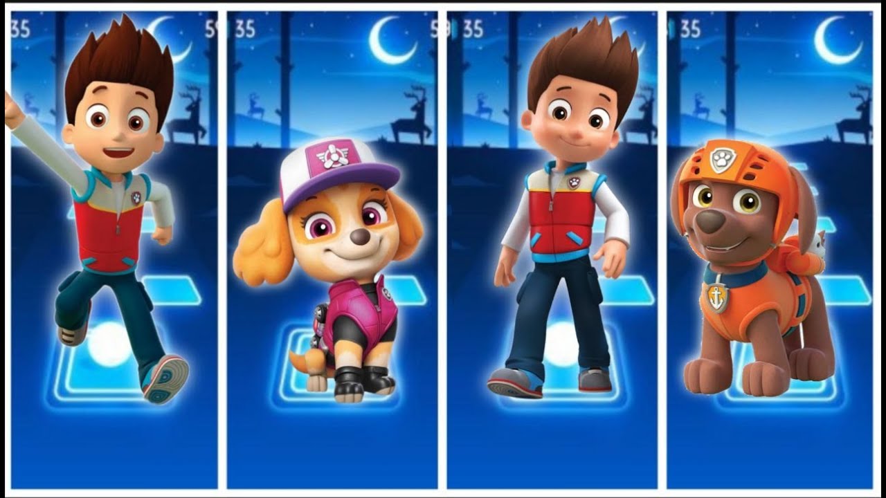 PAW Patrol: Marshall - Chase - Skye Rubble Gameplay Tiles Hop EDM Rush New