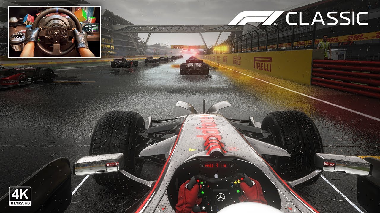 F1 Classic - McLaren MP4-23 | British Grand Prix Very Wet | Silverstone | Steering Wheel Gameplay