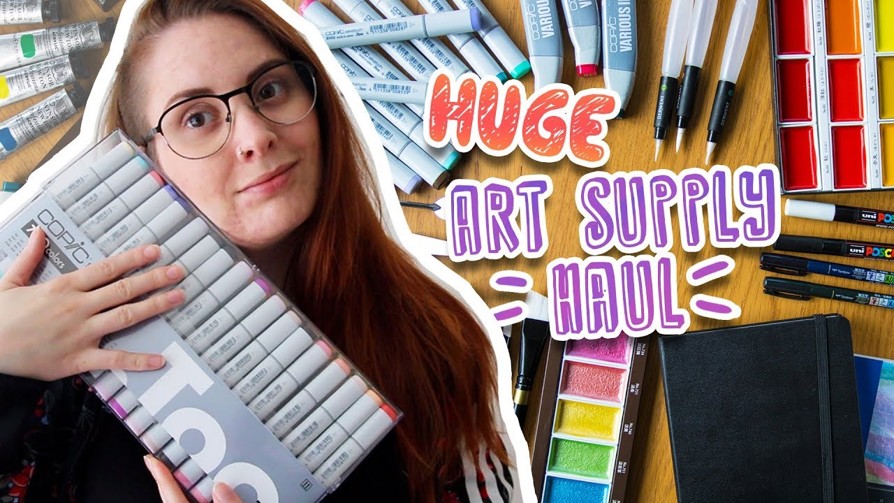 HUGE ART SUPPLY HAUL - Copic, Kuretake Watercolors, Arcylic Paints, Sketchbook & More! Fall 2017