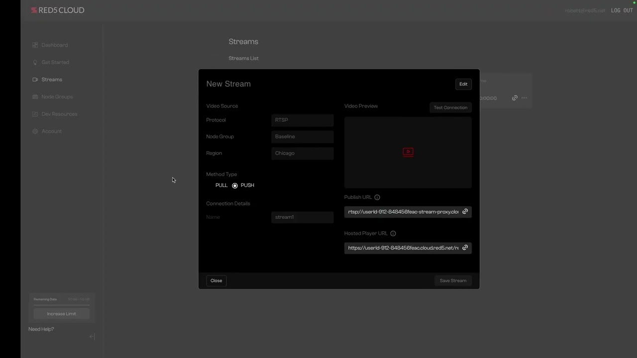 Red5 Cloud: How to Create an RTSP Stream