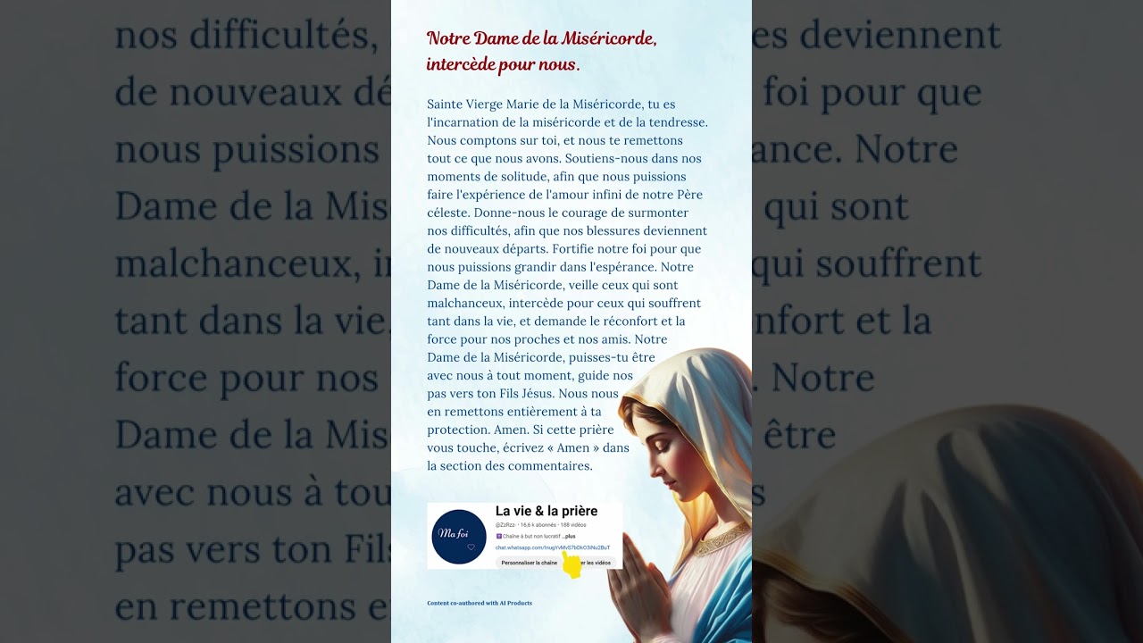 Notre Dame de la Miséricorde, intercède pour nous #catholique #dieu #famille #france #foi #prière