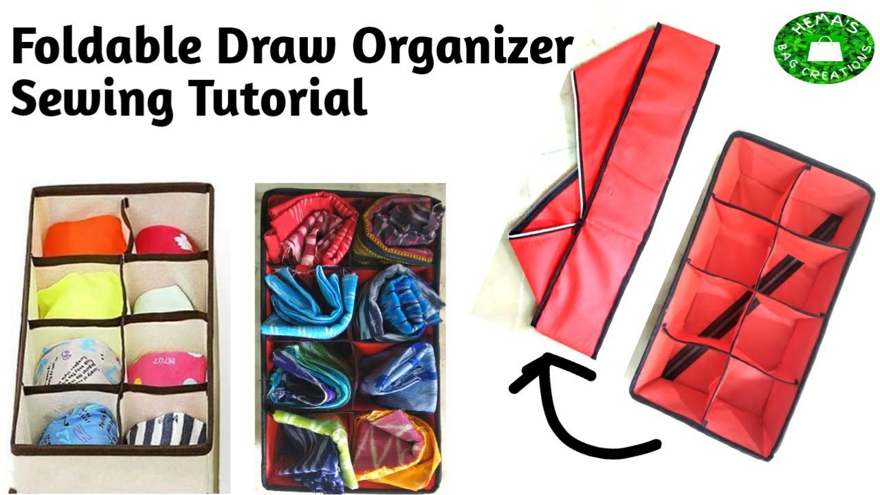 DIY How To Sew Foldable Drawer #Organizer#Storage Box/8 Pocket #Drawer Organizer/#Closet Organizer