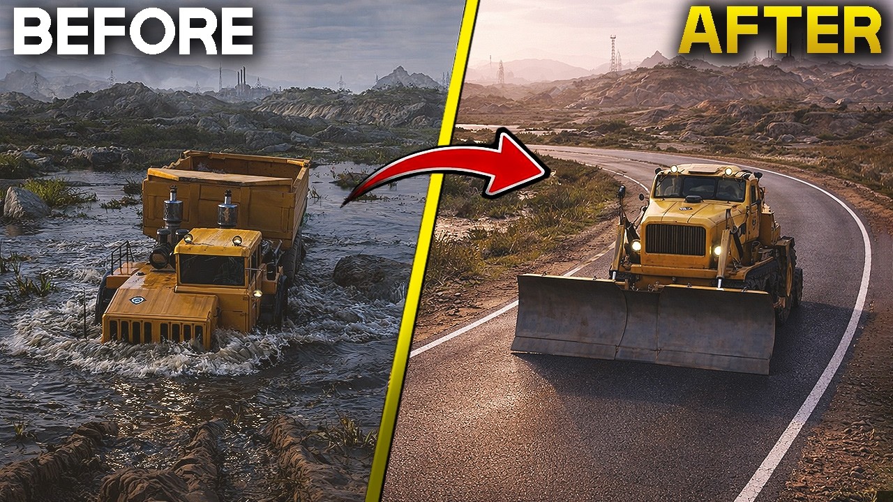 ROADCRAFT - Сможем ли мы построить дорогу через эту заброшенную болотистую фабрику? (4K)
