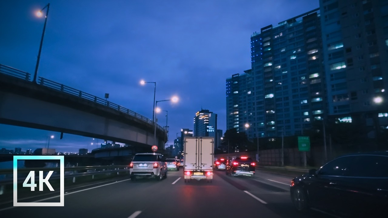 Evening Commute Drive ASMR 🌃 | Driving on Congested Gangbyeonbuk-ro from Seoul to Goyang | 4K HDR