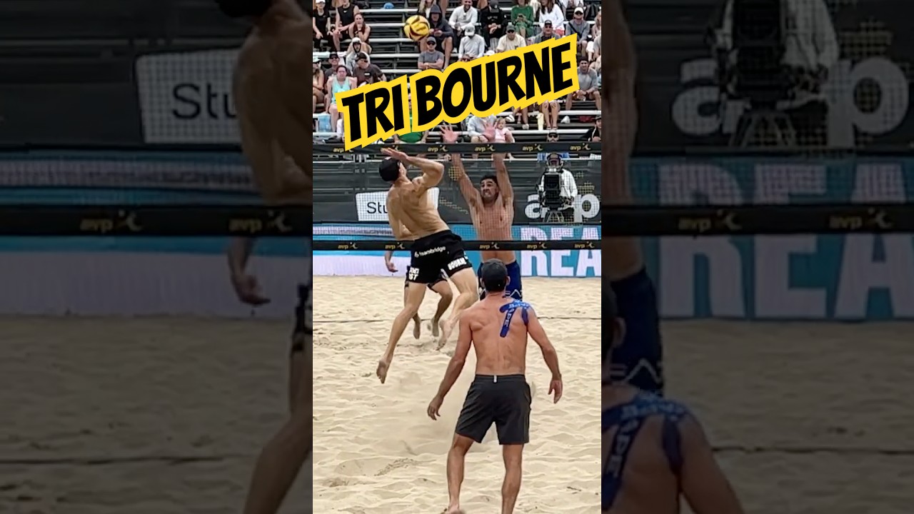 Tri Bourne LINE SWING Action Nick Lucena v Taylor Crabb & Sander #beachvolleyball #ericcam