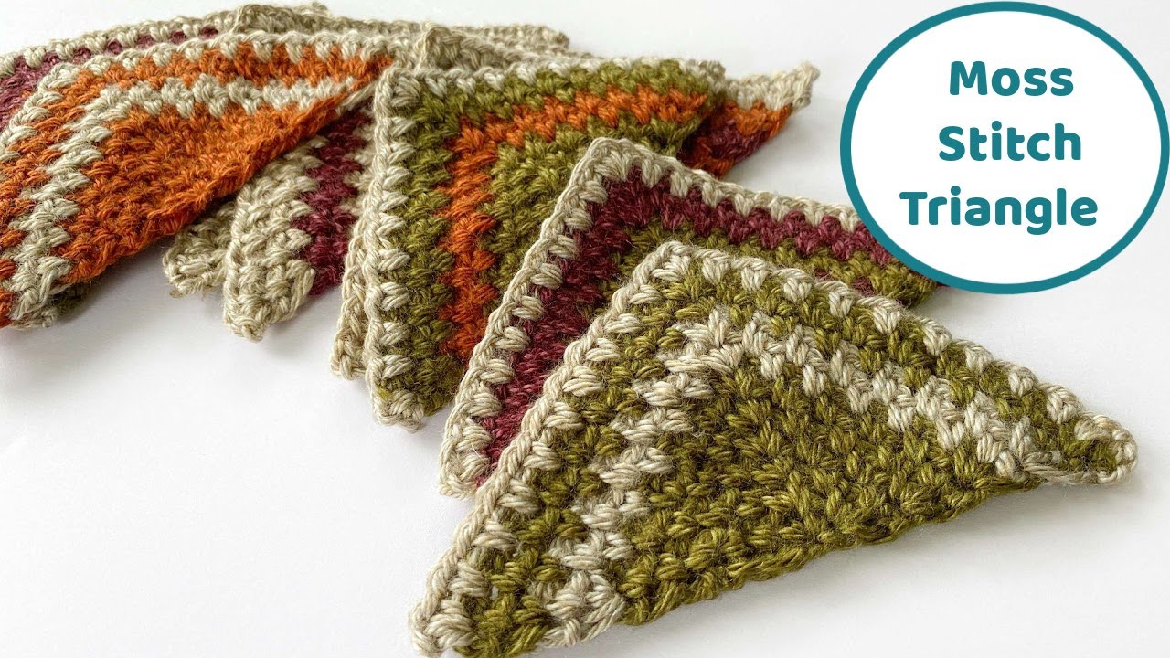 Crochet a Moss Stitch Triangle - Complete Tutorial - 4 Triangles Blanket