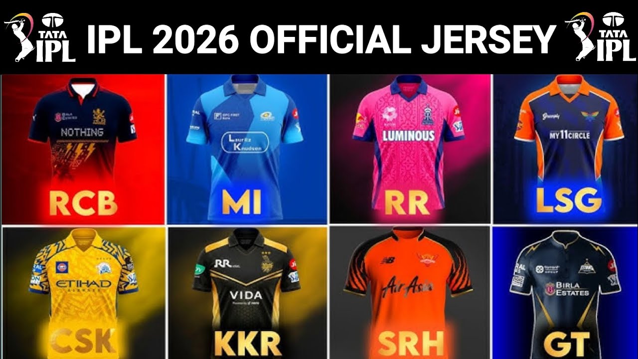 IPL 2026 All Teams Official Jersey | MI, RCB, KKR, GT, LSG, RR, SRH, PBKS | All 10 Teams New Jersey 