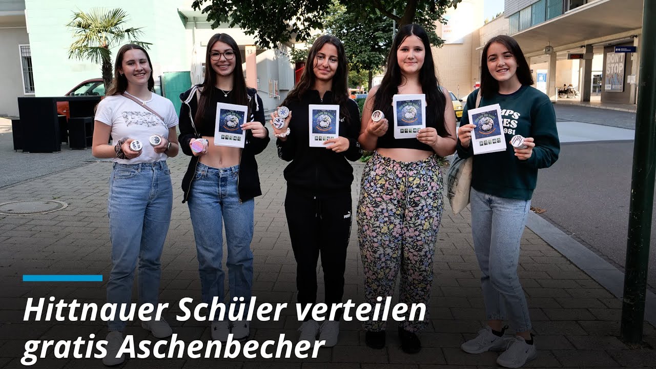 Hittnauer Schüler verteilen gratis Taschen-Aschenbecher in Uster