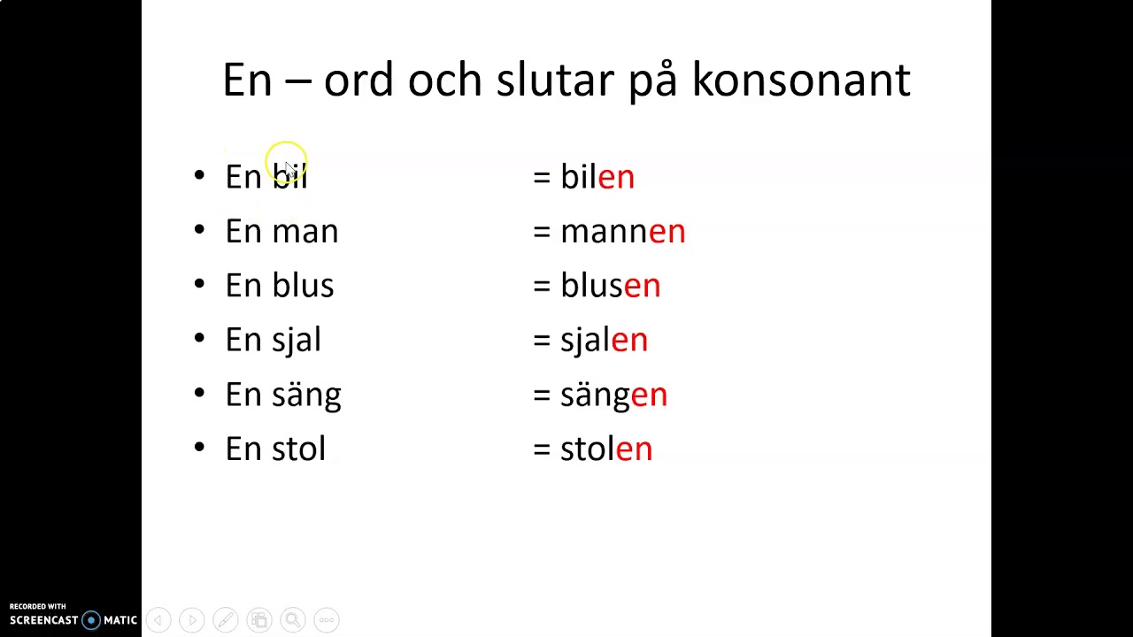 Obestämd bestämd form singular