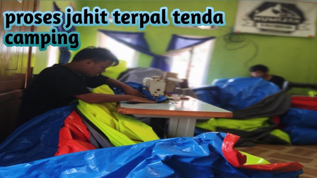 Proses Jahit alas tenda camping  