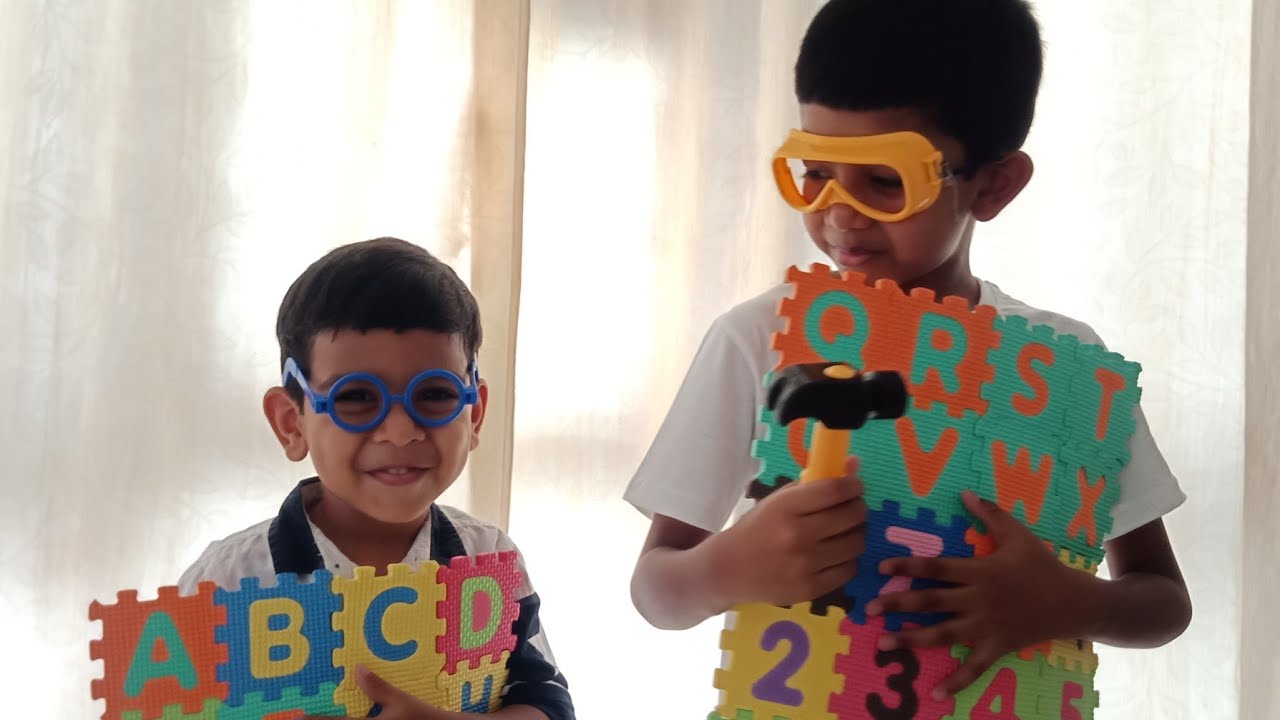 SHARAN and JASWIN fixes ALPHABETS!!!!!LEARN ALPHABETS!!! story for kids. action games