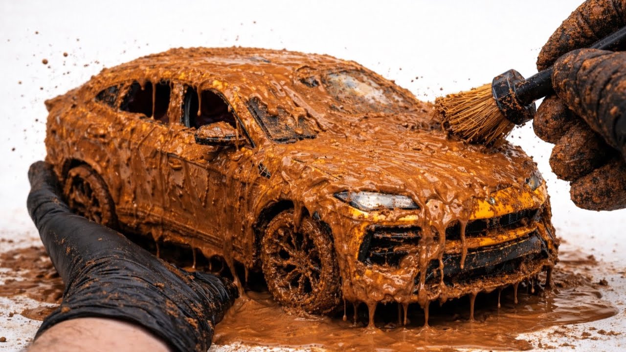 I am cleaning the LAMBORGHINI URUS - one of the most popular cars in the world (car model, ASMR)