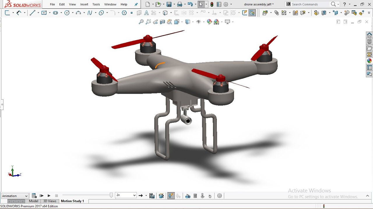 Drone design ,assembly and animation / solidworks tutorials # engineering #drone #technology