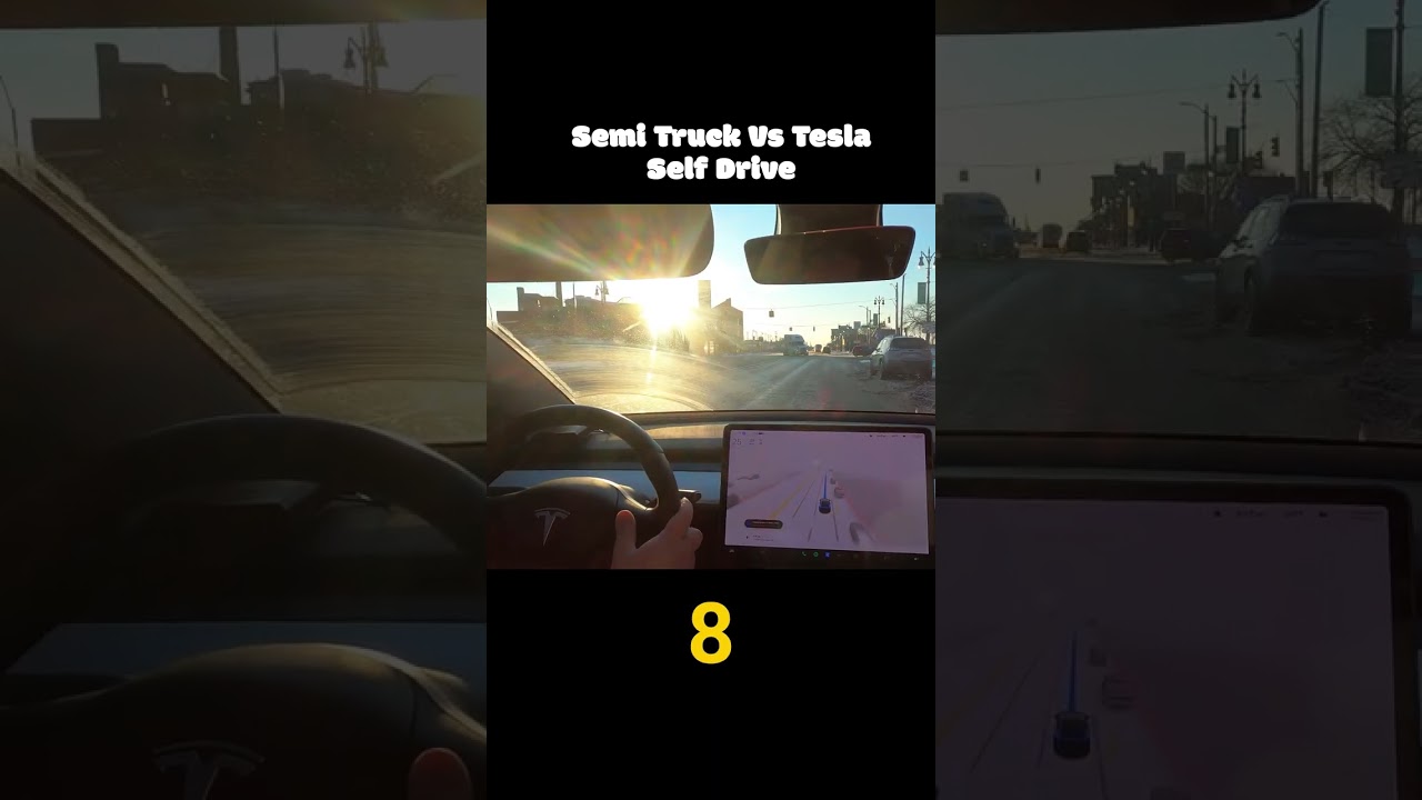 Semi Truck Vs Tesla Self Drive