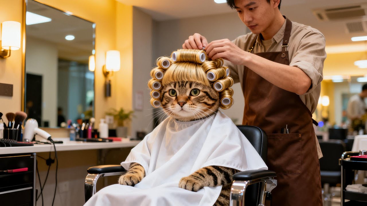 キジトラ猫Hanaのヘアサロン体験✂️マリリン・モンローになりたい Hana’s Hair Salon Story｜The Golden Wig & Marilyn Night 🌙🐾