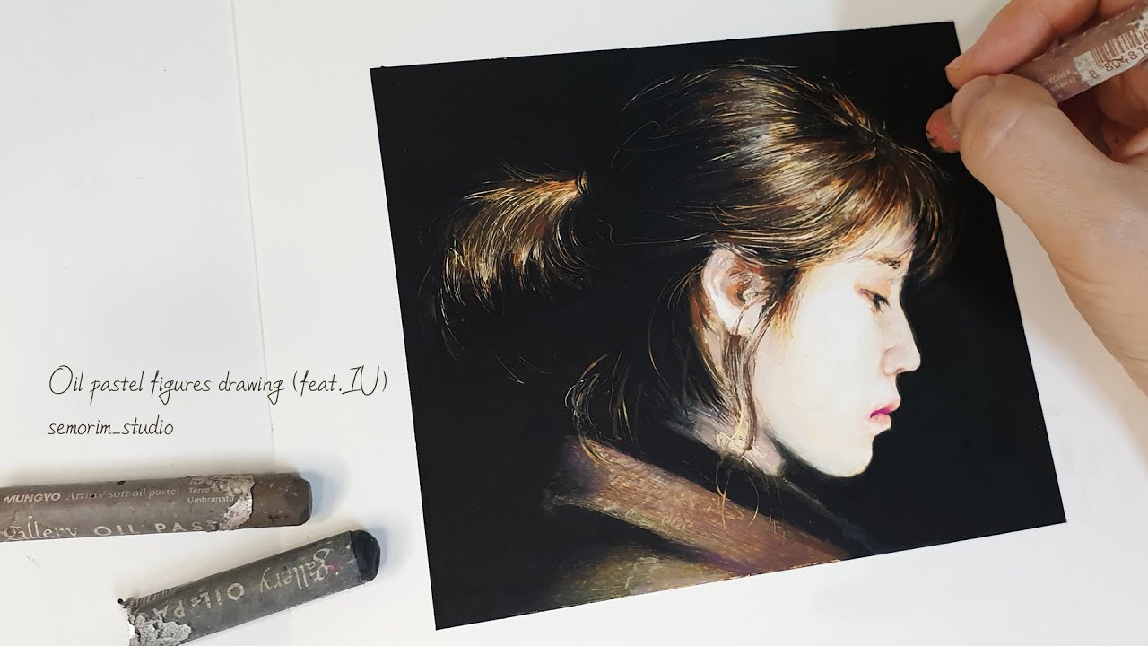 드라마 나의 아저씨 아이유 그리기 (IU Portrait Drawing) [오일파스텔/Oil Pastel] / 인물화 | 세모림 semorim